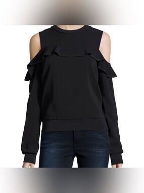 A.L.C cold shoulder ruffle top with 100% Silk detailing